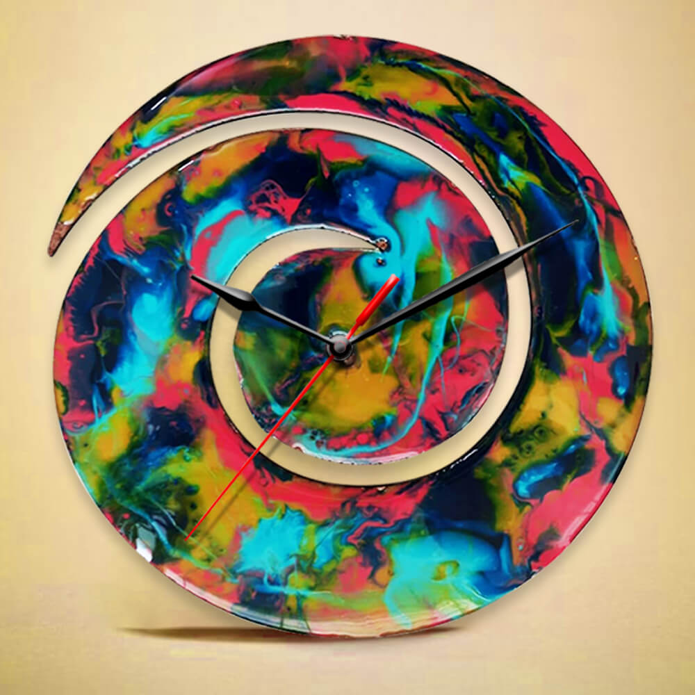 Resin Art on MDF Spiral Clock DIY Kit by Penkraft